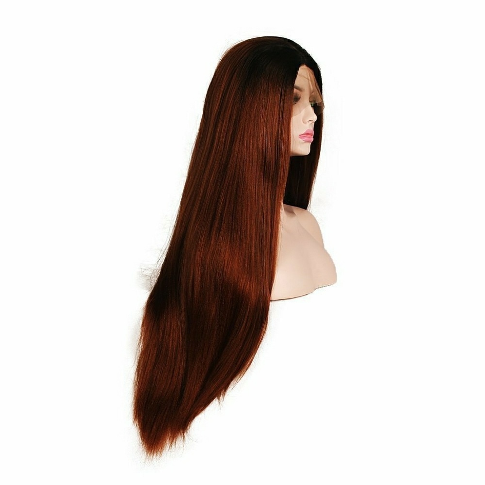 Ombre Red Brown Lace Front Wig - Picture 2 of 4